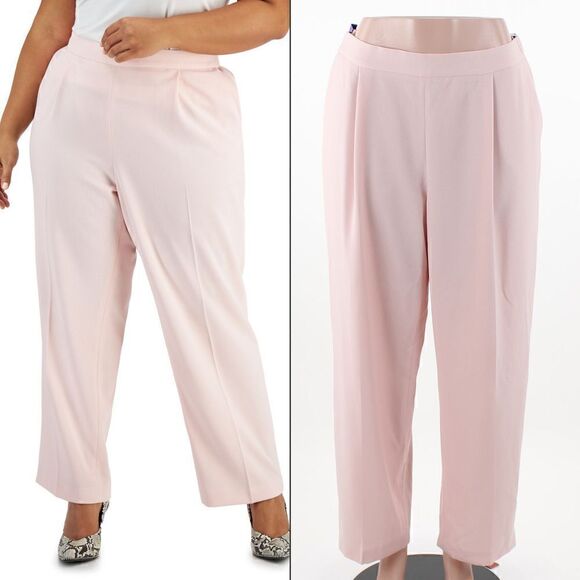 Bar III Plus Size Solid Pull-On Pants in Rosebud - Picture 1 of 5